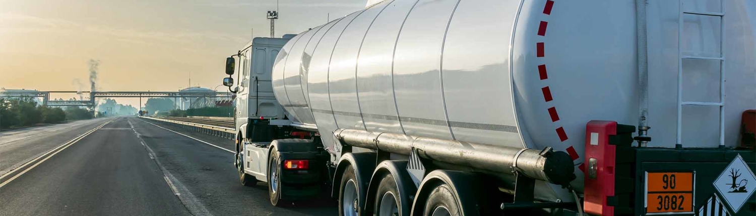 A shiny pneumatic tank truck