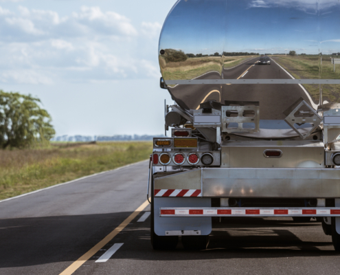 cargo tank driving down the road