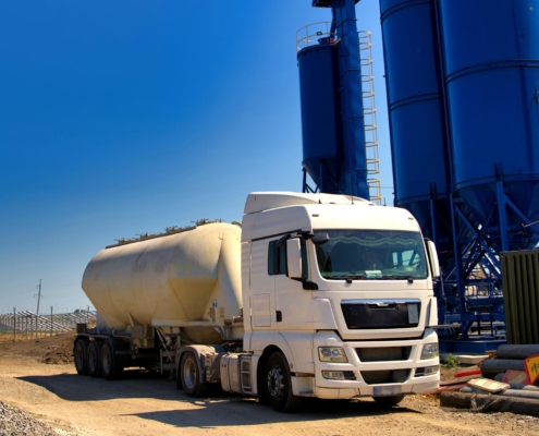 Image of a tank truck carrying cement