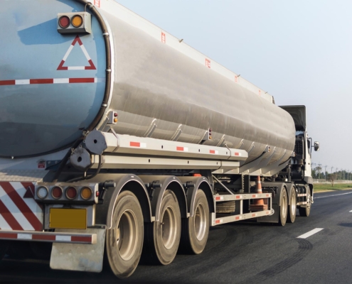 Gas or oil Truck on highway road container, transportation concept