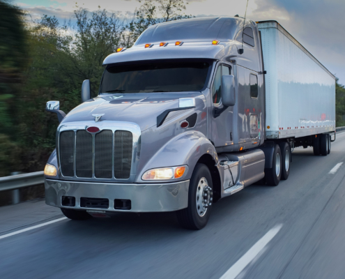 18 wheeler semi truck on the road